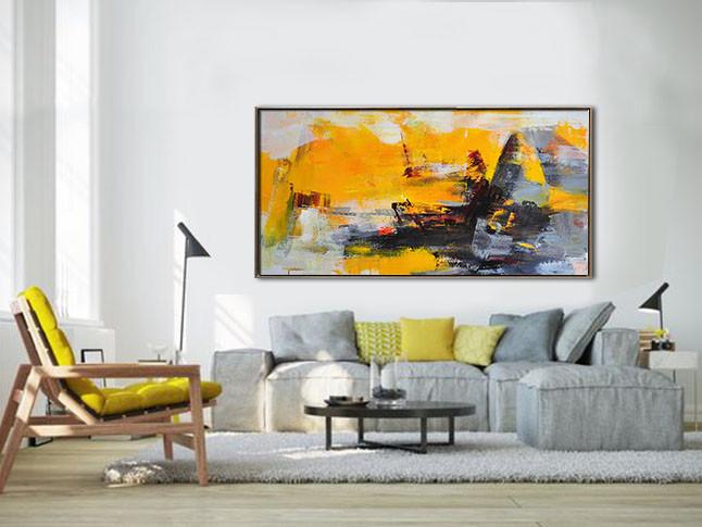 Panoramic Palette Knife Contemporary Art #L45D - Click Image to Close